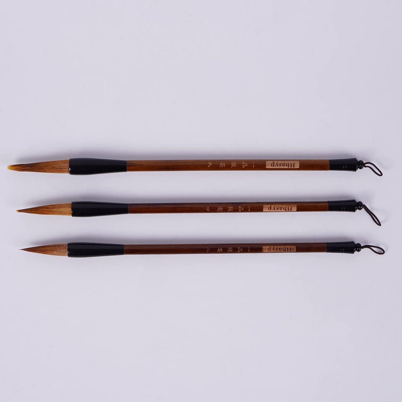 Hbasyp Chinese Traditional Calligraphy Brush/Chinese Calligraphy Watercolor Sumi Drawing Brush Wolf Hair/Painting Sumi Set((L + M + S)) - Image 2